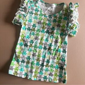 Shamrock Print Ruffle Top